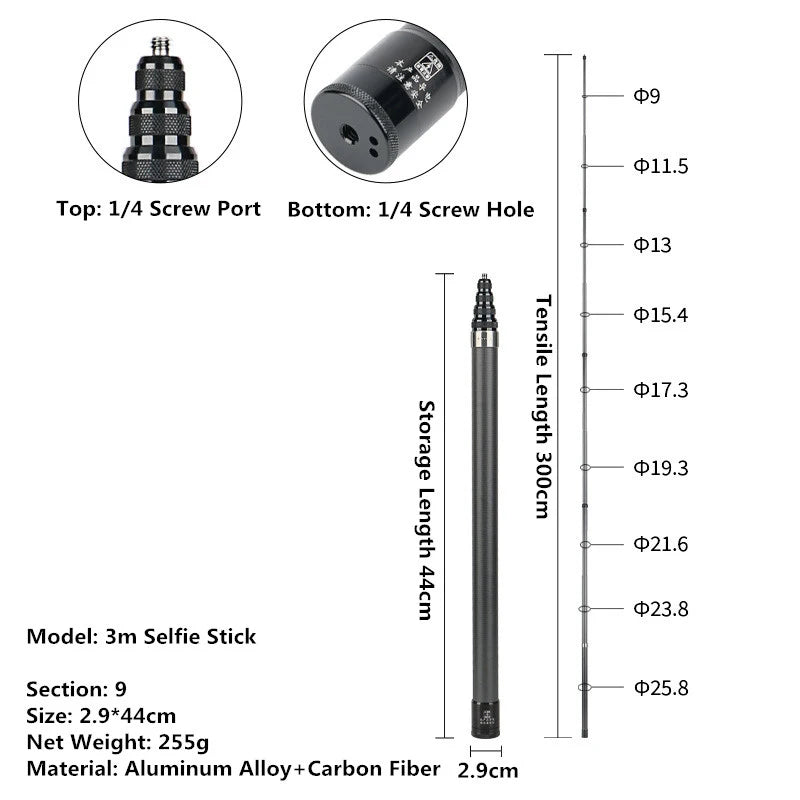 Invisible Selfie Stick for Insta360 X3/X2/X4