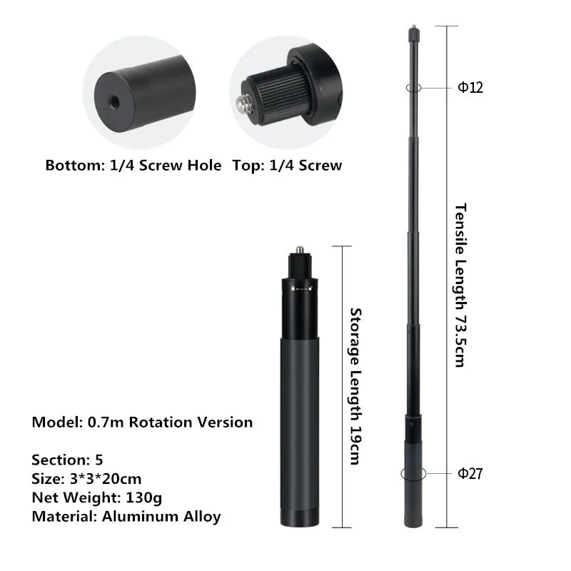 Invisible Selfie Stick for Insta360 X3/X2/X4