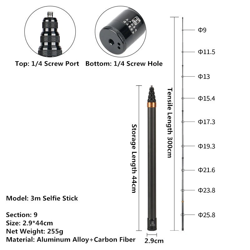 Invisible Selfie Stick for Insta360 X3/X2/X4