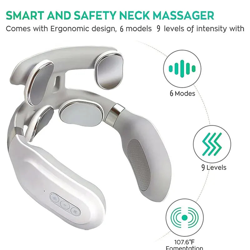 Ergonomic Neck Massager with Heat & Vibration
