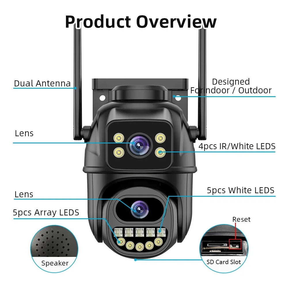 Envoza Vision 4K Pro – Smart Dual-Lens Security Camera with AI Detection & Night Vision